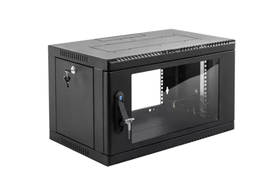 Шкаф телекоммуникационный настенный 6U 600x529 мм, стекло/металл, черный, в сборе, ЦМО ШРН-6.500-9005 (30144252254)