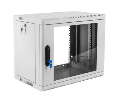 Шкаф телекоммуникационный настенный 9U 600x500 мм, стекло/металл, серый, в сборе, ЦМО ШРН-9.500 (30144252304)