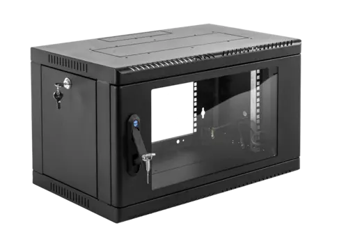 Шкаф телекоммуникационный настенный 9U 600x500 мм, стекло/металл, черный, в сборе, ЦМО ШРН-9.500-9005 (30144252354)