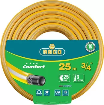Шланг Raco COMFORT, ПВХ, поливочный, армированный, d = 3/4" (19 мм), 25м, 25 бар (40303-3/4-25_z01)