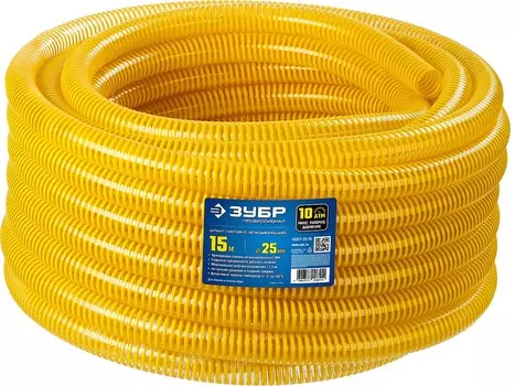 Шланг ЗУБР ПРОФИ, ПВХ, напорно-всасывающий, армированный, d = 1" (25 мм), 30м, 10 бар (40327-25-30)