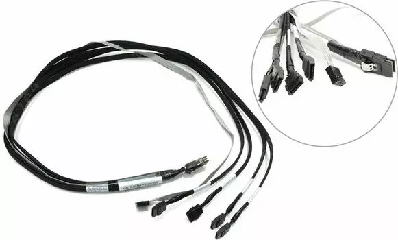 Шлейф Adaptec ACK-I-mSASx4-4SATAx1-SB-1m (SFF-8087 - 4xSATA+8-pin) (2247100-R)