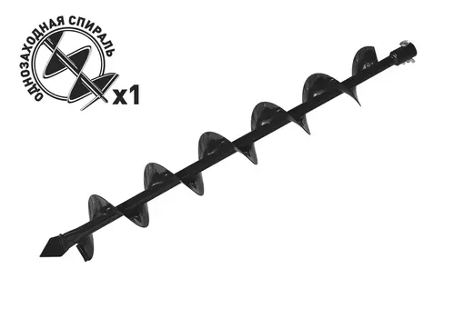 Шнек для мотобура Carver AG-152, однозаходный для грунта, 10 см, L= 84 см, диаметр соединения 2 см (01.003.00014)