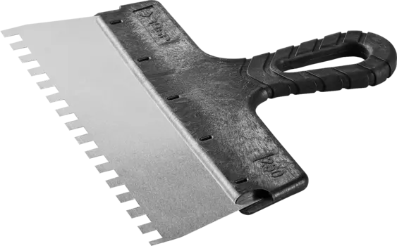 Шпатель Зубр МАСТЕР, зубчатый, лезвие 250мм, размер зубьев 8х8мм, нержавеющая сталь, для клея (10078-25-08)