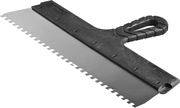 Шпатель Зубр МАСТЕР, зубчатый, лезвие 350мм, размер зубьев 6х6мм, нержавеющая сталь, для клея (10078-35-06)