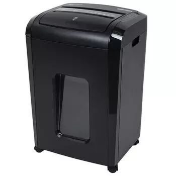 Шредер Brauberg AUTO 150M, секретность P-5, 200 см/мин., фрагменты - 3 мм x 1 см, объем 25 л, кол-во листов до 150 шт., скрепки, скобы, карты, черный (532155)