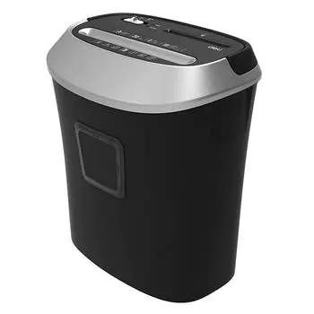 Шредер Deli E9948, секретность P-3, фрагменты - 5 мм x 3.8 см, объем 20 л, кол-во листов до 10 шт., скрепки, скобы, карты, CD, черный (E9948)