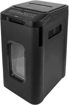 Шредер ГЕЛЕОС АП55-5, секретность 5/P-5, фрагменты - 1.9 мм x 1.2 см, объем 55 л, кол-во листов до 13 шт., скрепки, скобы, карты, CD, черный (АП55-5)