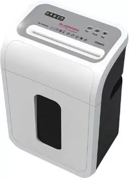Шредер Gladwork Dream P-20CD, секретность 3/P-4, 240 см/мин., фрагменты - 4 мм x 3.8 см, объем 20 л, кол-во листов до 20 шт., скрепки, скобы, карты, CD, белый/черный (P-20CD)