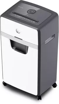 Шредер HP OneShred 16MC, секретность P-5, 160 см/мин., фрагменты - 2мм x 1.5см, 30л, 16 листов, скрепки, скобы, карты, черный/белый (2808)