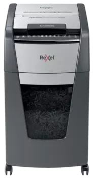 Шредер Rexel Optimum AutoFeed+ 300M, секретность P-5, фрагменты - 2 мм x 1.5 см, объем 60 л, кол-во листов до 300 шт., скрепки, скобы, карты, серый/серебристый (2020300MEU)
