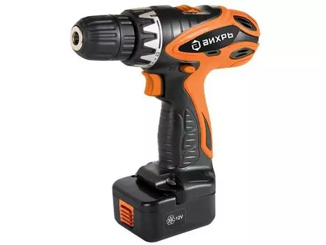 Шуруповерт ВИХРЬ ДА-12-2к, аккумуляторный, 24 нм, 1250 об/мин, 12V, 1.5 А·ч, Ni-Cd, два акб, быстрозажимной патрон, кейс, 2.8 кг (72/14/2)