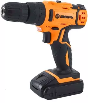 Шуруповерт ВИХРЬ ДА-18Л-2КУ/Б, аккумуляторный, 33 нм, 1350 об/мин, 18V, 2 А·ч, Li-Ion, два акб, быстрозажимной патрон, кейс, 1.3 кг (72/14/23)