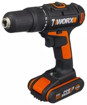 Шуруповерт WORX WX371.1, аккумуляторный, 40 Н·м, 1500 об/мин, 20V, 2 А·ч, Li-Ion, два акб, быстрозажимной патрон, кейс, 1.35кг