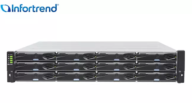 Система хранения Infortrend EonStor DS 1012 Gen2, 12x3.5"/2.5" SAS HS, 4x1Gb iSCSI, 2x460 Вт, 2U (DS1012R2C000B-8U32)