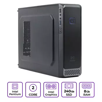 Системный блок Mastero Basic BC03, Intel Pentium Gold G6405 4.1 ГГц, 8Gb RAM, 240Gb SSD, Intel UHD Graphics 610, DOS, черный (BC03-I6405-8S240)