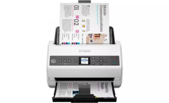 Сканер протяжный Epson WorkForce DS-730N, A4, CIS, 600x600dpi, ДАПД 100 листов, ч/б 40 стр/мин, 80 изобр/мин (300 dpi),цв. 40 стр/мин, 80 изобр/мин (300 dpi), 24 бит, 48 бит, сетевой, USB 2.0 (B11B259401/B11B259502)