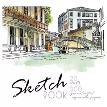 Скетчбук, белая бумага 20 листов, 200х200 мм, 300г/м, гребень, картон - "Venice", с рисунком, ПЗБМ Венеция 97262 (113765)