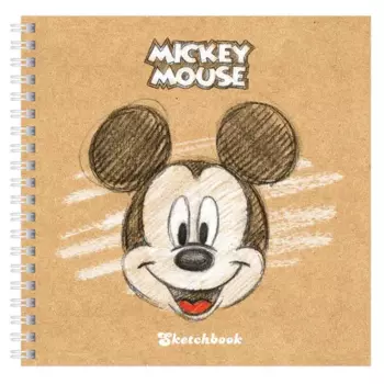 Скетчбук, белая бумага 80 листов, 170х170, 120г/м², гребень, картон - "Микки Маус", бежевый, Hatber 80Тт5Aгр_20580 (111128)