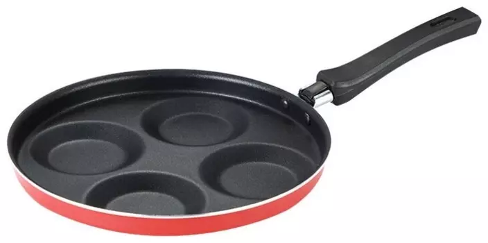 Сковорода для оладий Galaxy 25см, алюминий, антипригарное покрытие, красный без крышки (GL 9856)