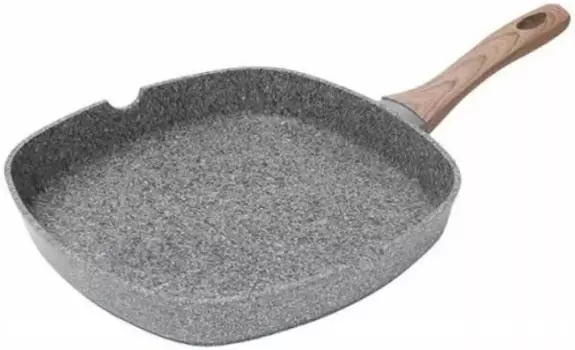 Сковорода-гриль Bergner BGMP-7979 INDIGO MASTERPRO 24 см, алюминий, антипригарное покрытие, светлый мрамор без крышки