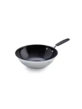 Сковорода-вок Bergner BGEU-3770 SMART MASTERPRO 28 см, нержавеющая сталь, антипригарное покрытие, серый без крышки