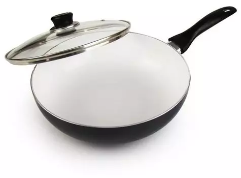 Сковорода-вок Galaxy LINE 26см, алюминий, антипригарное покрытие, черный с крышкой (GL 9825)