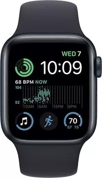 Смарт-часы APPLE Watch SE 2022 A2722, 40мм, S/M, 1.57" OLED LTPO, темная ночь (MNL83LL/A)