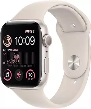 Смарт-часы APPLE Watch SE 2022 A2723, 44mm, S/M, 1.73" OLED LTPO, сияющая звезда (MNTD3LL/A)