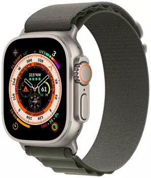 Смарт-часы Apple Watch Ultra A2622 49мм M OLED, титановый/зеленый Alpine Loop (MQEW3LL/A)