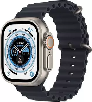 Смарт-часы Apple Watch Ultra A2622 49мм O/S OLED, титановый/черно-серый Ocean Band (MQET3LL/A)