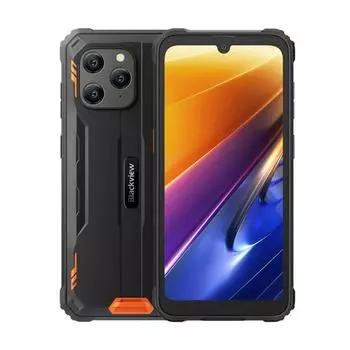 Смартфон Blackview BV5300 Plus, 6.1" 720x1560 IPS, MediaTek Helio G72, 8Gb RAM, 128Gb, 3G/4G, NFC, Wi-Fi, BT, 3xCam, 2-Sim, 6.58 А·ч, USB Type-C, Android 13, черный/оранжевый (BV5300PLU-8128ORA)