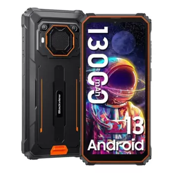 Смартфон Blackview BV6200 PRO, 6.56" 1612x720 IPS, MediaTek Helio P35, 6Gb RAM, 128Gb, 3G/4G, NFC, Wi-Fi, BT, 2xCam, 2-Sim, 13 А·ч, USB Type-C, Android 13, черный/оранжевый, ударопрочный корпус (BV6200PRO-6128ORA)