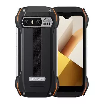 Смартфон Blackview N6000, 4.3" 1200x540 IPS, MediaTek Helio G99, 8Gb RAM, 256Gb, 3G/4G, NFC, Wi-Fi, BT, Cam, 2-Sim, 3.88 А·ч, USB Type-C, Android 13, черный/оранжевый, ударопрочный корпус (N6000 ORANGE)