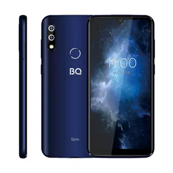 Смартфон BQ Slim, 6.09" 720x1560 IPS, MediaTek MTK6761, 2Gb RAM, 16Gb, 3G/4G, Wi-Fi, BT, 2xCam, 2-Sim, 3500mAh, USB Type-C, Android 11 Go, синий (6061L)