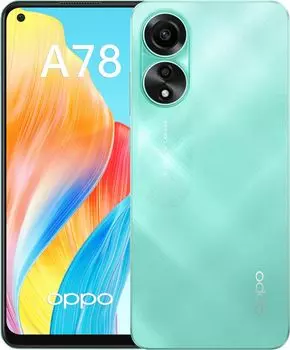 Смартфон OPPO A78, 6.43" 2400x1080 AMOLED, Qualcomm Snapdragon 680, 8Gb RAM, 256Gb, 3G/4G, NFC, Wi-Fi, BT, 2xCam, 2-Sim, 5000 мАч, USB Type-C, Android 13, зеленый (631010000083)