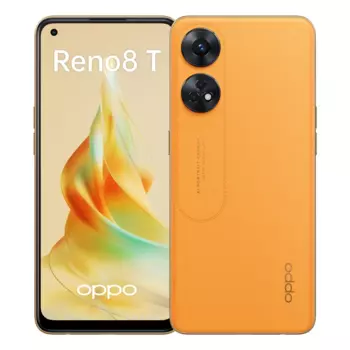Смартфон OPPO Reno8 T, 6.43" 1080x2412 AMOLED, MediaTek Helio G99, 8Gb RAM, 256Gb, 3G/4G, Wi-Fi, BT, 3xCam, 2-Sim, 5000 мАч, USB Type-C, Android 13, оранжевый (6932169319676)