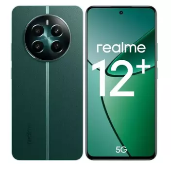 Смартфон Realme 12+ 5G, 6.67" 2400x1080 AMOLED, MediaTek Dimensity 7050, 8Gb RAM, 256Gb, 3G/4G/5G, NFC, Wi-Fi, BT, 3xCam, 2-Sim, 5000 мАч, USB Type-C, Android 14, зеленый (631011001178/631011002999)