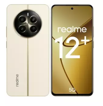 Смартфон Realme 12+ 5G, 6.72" 1080x2400 IPS, MediaTek Dimensity 7050, 8Gb RAM, 256Gb, 3G/4G/5G, NFC, Wi-Fi, BT, 3xCam, 2-Sim, 5000 мАч, USB Type-C, Android 14, бежевый (631011001179/631011003000)
