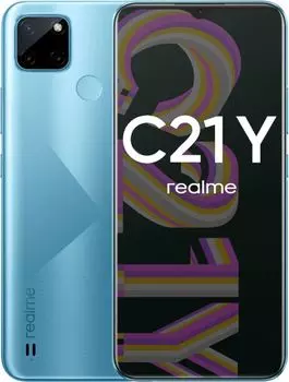 Смартфон Realme C21Y, 6.5" 720x1600 IPS, Unisoc T610, 4Gb RAM, 64Gb, 3G/4G, NFC, Wi-Fi, BT, 3xCam, 2-Sim, 5000 мА⋅ч, Micro-USB, Android 11, голубой (5996015)
