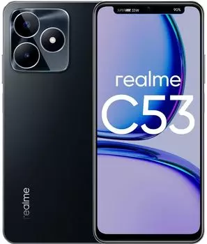 Смартфон Realme C53, 6.74" 720x1600 IPS, Unisoc T612, 8Gb RAM, 256Gb, 3G/4G, NFC, Wi-Fi, BT, 2xCam, 2-Sim, 5000 мАч, USB Type-C, Android 13, черный (631011001194)