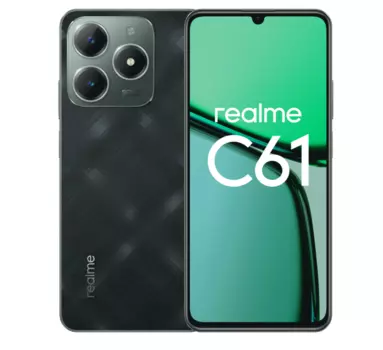 Смартфон Realme C61, 6.74" 1600x720 IPS, Unisoc T612, 8Gb RAM, 128Gb, 3G/4G, Wi-Fi, BT, 2xCam, 2-Sim, 5000 мАч, USB Type-C, Android 14, зеленый (RLM-3930.8-128.GN)