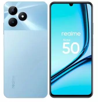 Смартфон Realme Note 50, 6.7" 1600x720 IPS, Unisoc Tiger T612, 4Gb RAM, 128Gb, 3G/4G, Wi-Fi, BT, 2xCam, 2-Sim, 5000 мАч, USB Type-C, Android 13, голубой (RLM-3834.4-128.BL)