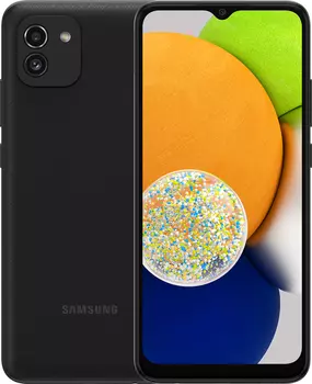 Смартфон Samsung Galaxy A03, 6.5" 720x1600 PLS, Unisoc Tiger T606, 3Gb RAM, 32Gb, 3G/4G, Wi-Fi, BT, 2xCam, 2-Sim, 5000 мА⋅ч, Micro-USB, Android 11, черный (SM-A035FZKDMEA)