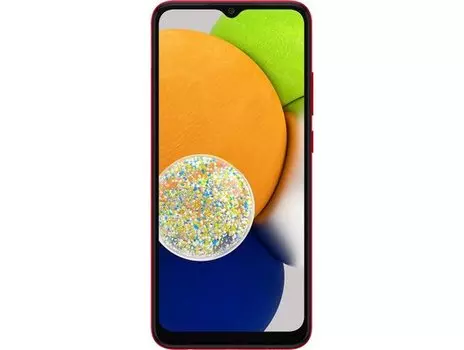 Смартфон Samsung Galaxy A03, 6.5" 720x1600 PLS, Unisoc Tiger T606, 3Gb RAM, 32Gb, 3G/4G, Wi-Fi, BT, 2xCam, 2-Sim, 5000mAh, Micro-USB, Android 11, красный (SM-A035FZRDCAU)