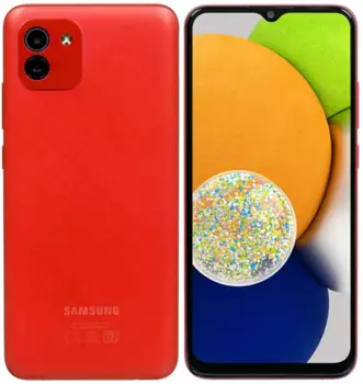 Смартфон Samsung Galaxy A03, 6.5" 720x1600 PLS, Unisoc Tiger T606, 3Gb RAM, 32Gb, 3G/4G, Wi-Fi, BT, 2xCam, 2-Sim, 5000 мА⋅ч, Micro-USB, Android 11, красный (SM-A035FZRDMEB)