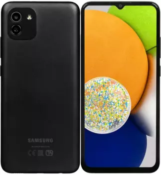 Смартфон Samsung Galaxy A03, 6.5" 720x1600 PLS, Unisoc Tiger T606, 4Gb RAM, 64Gb, 3G/4G, Wi-Fi, BT, 2xCam, 2-Sim, 5000 мА⋅ч, Micro-USB, Android 11, черный (SM-A035FZKGMEC)