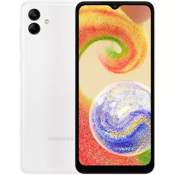 Смартфон Samsung Galaxy A04, 6.5" 720x1600 PLS, MediaTek Helio P35, 4Gb RAM, 64Gb, 3G/4G, Wi-Fi, BT, 2xCam, 2-Sim, 5000 мА⋅ч, USB Type-C, Android 12, белый (SM-A045FZWGMEB)