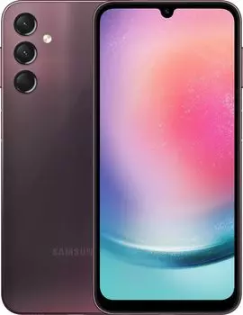 Смартфон Samsung Galaxy A24, 6.5" 1080x2340 Super AMOLED, MediaTek Helio G99, 6Gb RAM, 128Gb, 3G/4G, NFC, Wi-Fi, BT, 3xCam, 2-Sim, 5000 мАч, USB Type-C, Android 13, бордовый (SM-A245FDRVSKZ)