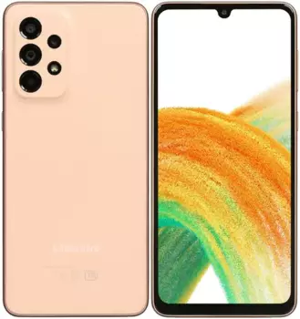 Смартфон Samsung Galaxy A33 5G, 6.4" 1080x2400 Super AMOLED, Samsung Exynos 1280, 6Gb RAM, 128Gb, 3G/4G/5G, NFC, Wi-Fi, BT, 4xCam, 2-Sim, 5000mAh, USB Type-C, Android 12, оранжевый (SM-A336EZOGMEA)